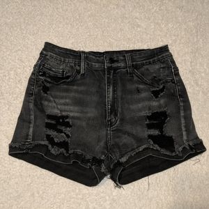 KanCan - distressed black jean shorts - high rise - fit like a size 4